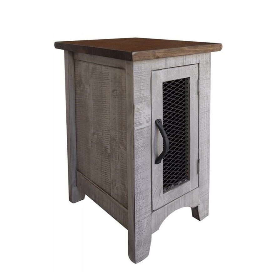 International Furniture Direct Pueblo Rustic Chairside Table with 1